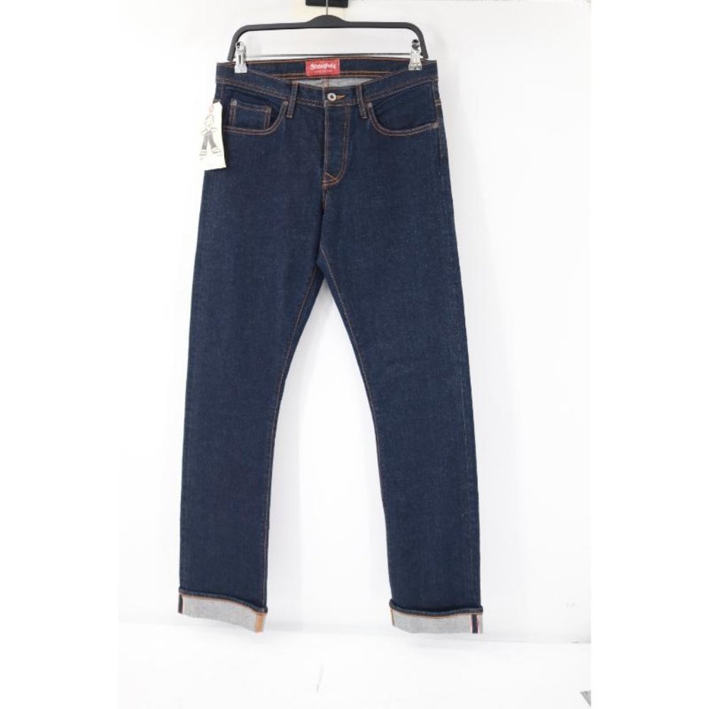 NWT Stronghold Jeans Mens 31 L36 Selvedge Denim Straight Leg Stretch Blue Rinsed